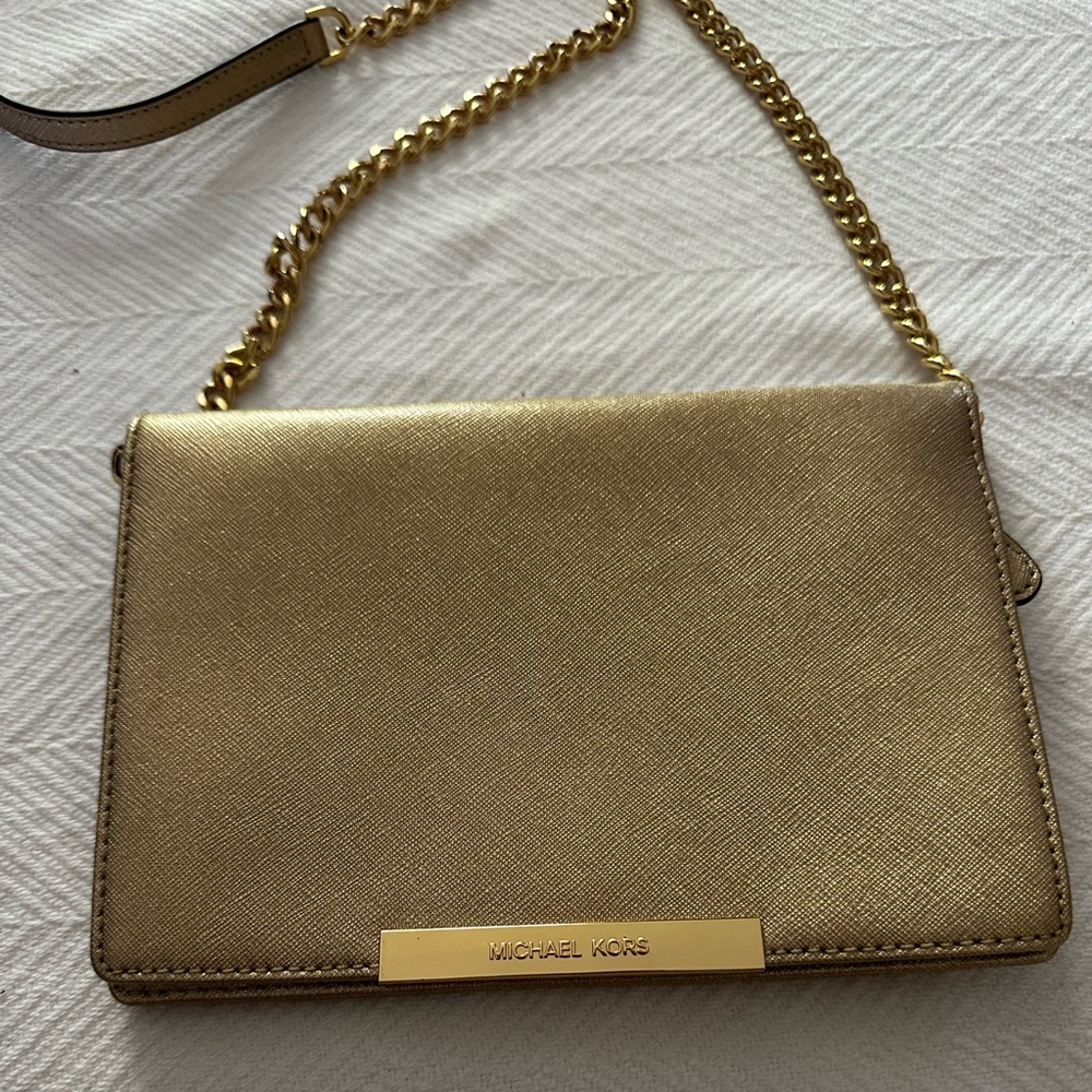 Michael Kors Gold Crossbody Bag with Chain Crossbody Strap - Picture 2 of 8
